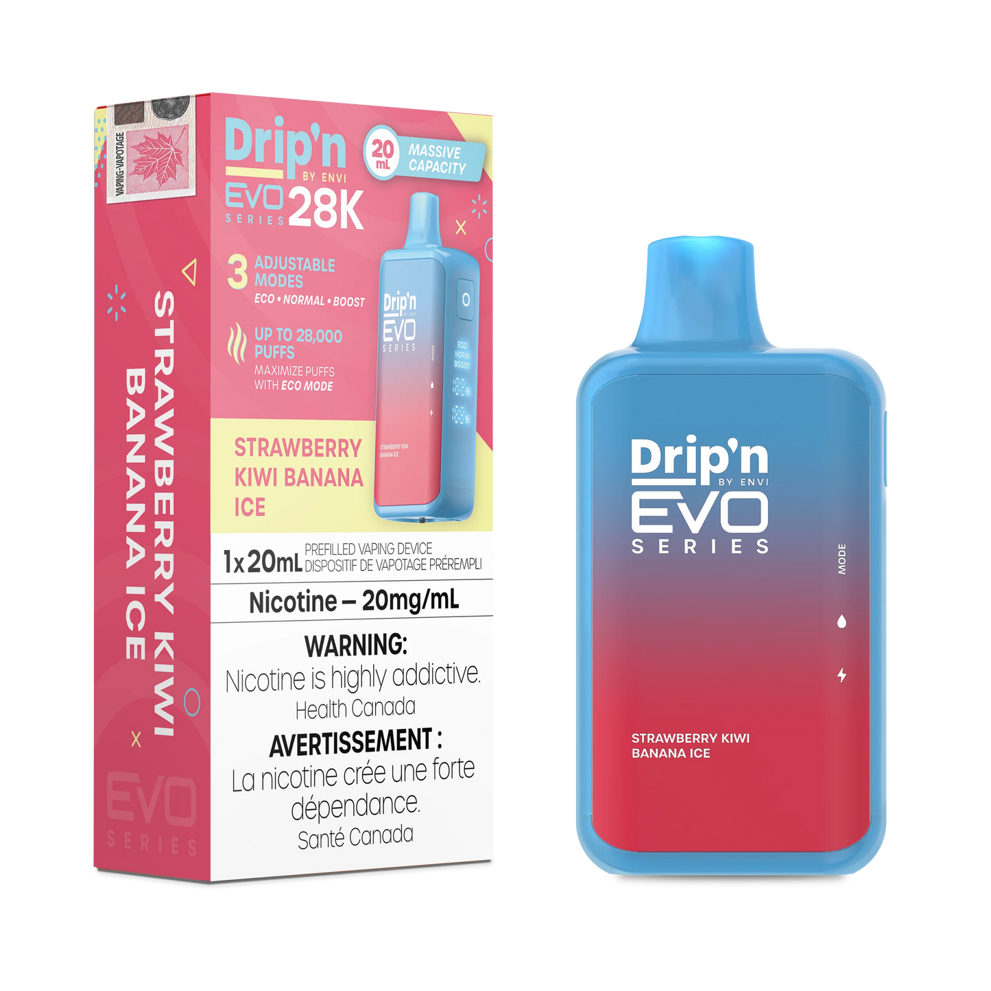 Drip'n by Envi Evo Series 28k Disposable - Strawberry Kiwi Banana Ice